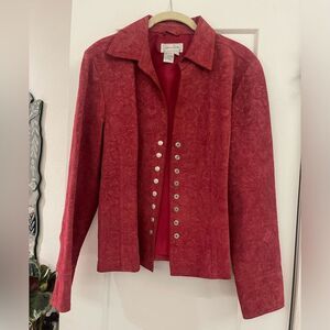 Red Paisley 100% Genuine leather 90s jacket- medium